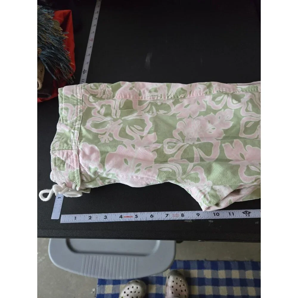 Y2K 2004 Old‎ Navy Girls Floral Hawaiian Print Capri Pants 16 Tropical Summer